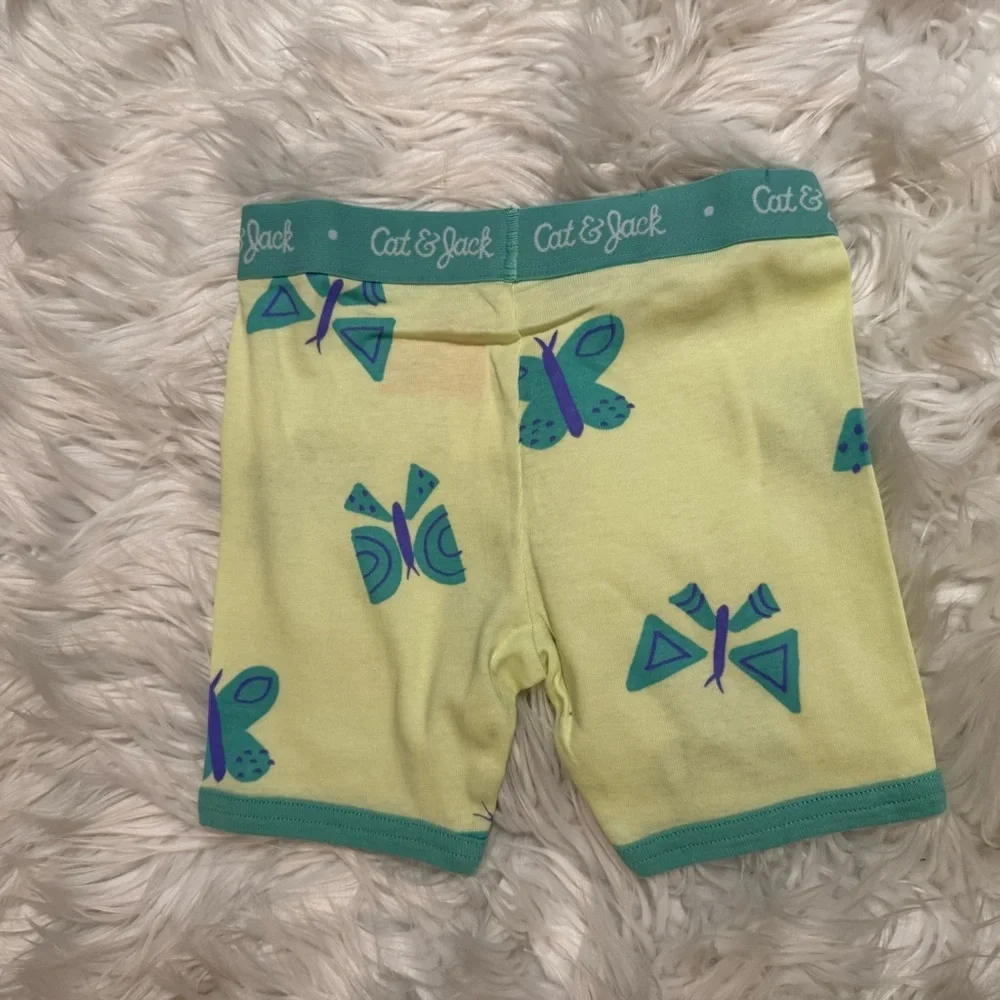 Cat & Jack Girls Size 4 Light Green Butterfly Cotton‎ Pajama Set NWT